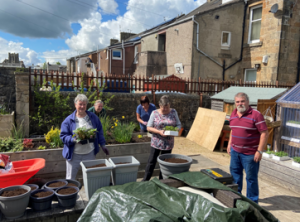 volunteers in a garden