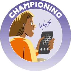 Championing - someone using a walkie talkie